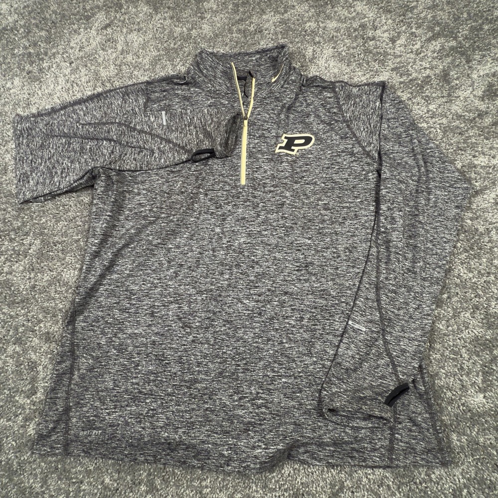 Nike Dri Fit Shirt Mens XXL Heather Gray 1/4 Zip Thumb Hole Athletic Pullover - Picture 2 of 7